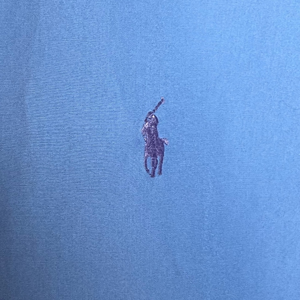 Ralph Lauren Custom Fit Men's Button Down Blue Short Sleeve Cotton Shirt L - Picture 9 of 15
